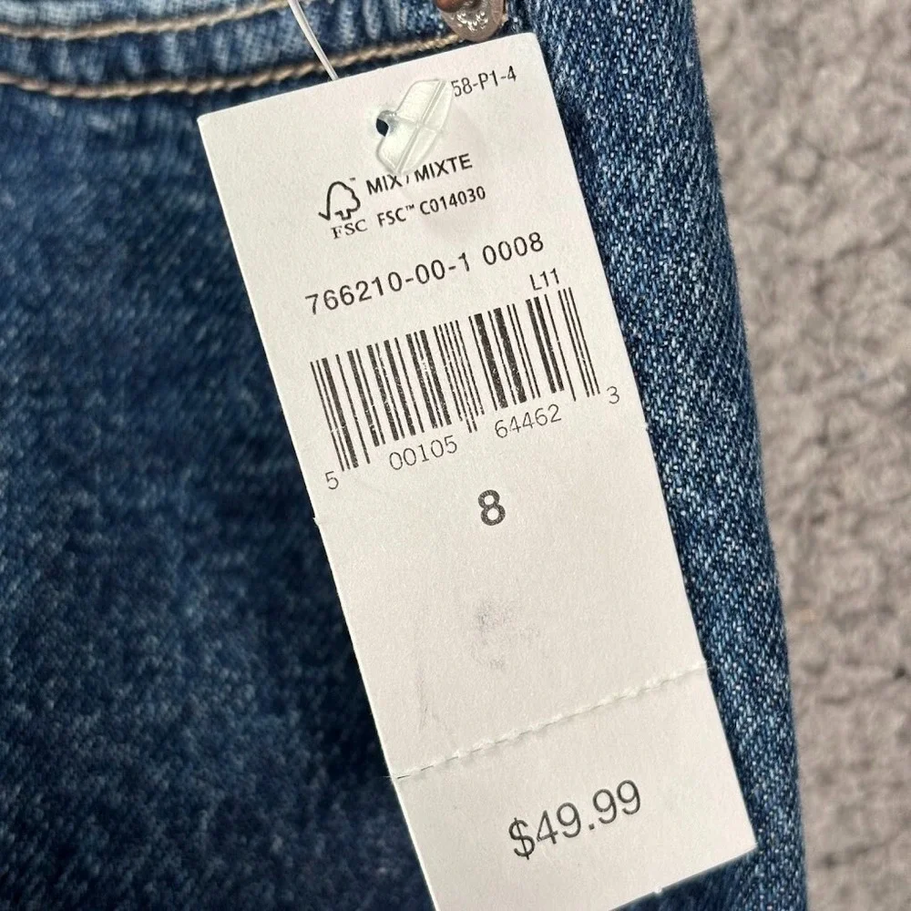 Gap‎ High Rise Wide Leg Baggy Jeans Blue Size 8 Girls Ankle Length NWT